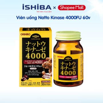 Viên Uống Natto Kinase 4000FU Orihiro Nhật Bản 60 Viên Hỗ Trợ Tuần Hoàn Máu Lưu Thông Khí Huyết