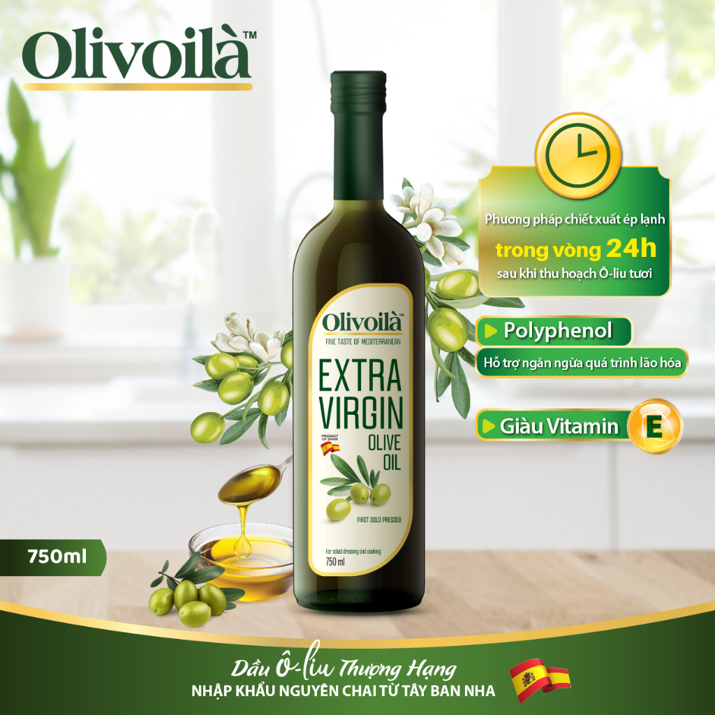 Dầu Ôliu Nguyên Chất Olivoilà Extra Virgin 750 ml | BigBuy360 - bigbuy360.vn