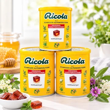 Kẹo Ngậm Ho Ricola Đức 250g - Thảo Mộc Giúp Giảm Ho, , Không Chứa Đường