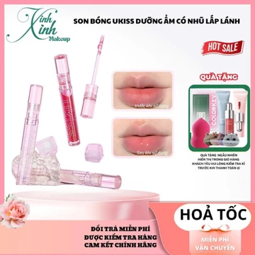 Son bóng UKISS dưỡng ẩm có nhũ lấp lánh tự nhiên lâu trôi | XINH XINH COSMETICS