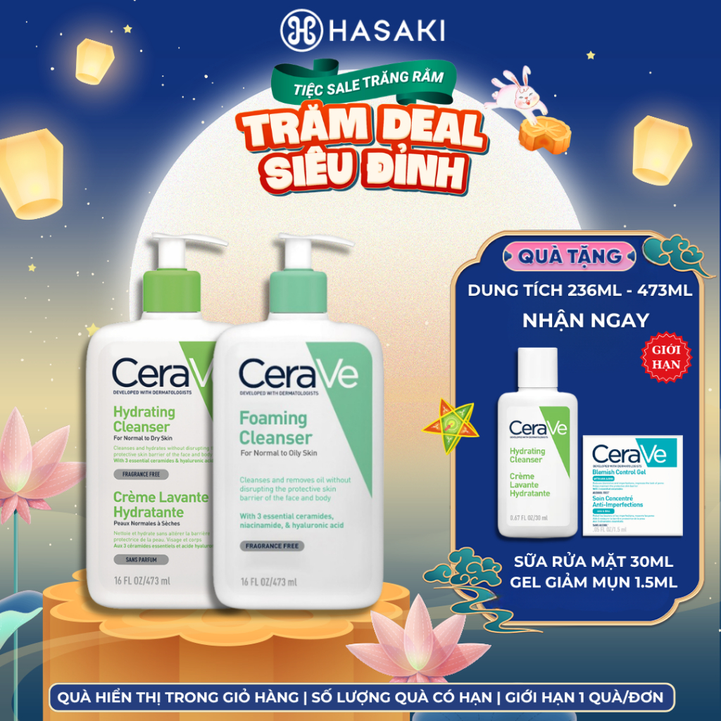 [DAILY] Sữa Rửa Mặt Cerave Sạch Sâu Cho Da Thường Đến Da Dầu, Da Khô Hasaki Sản Phẩm Chính Hãng