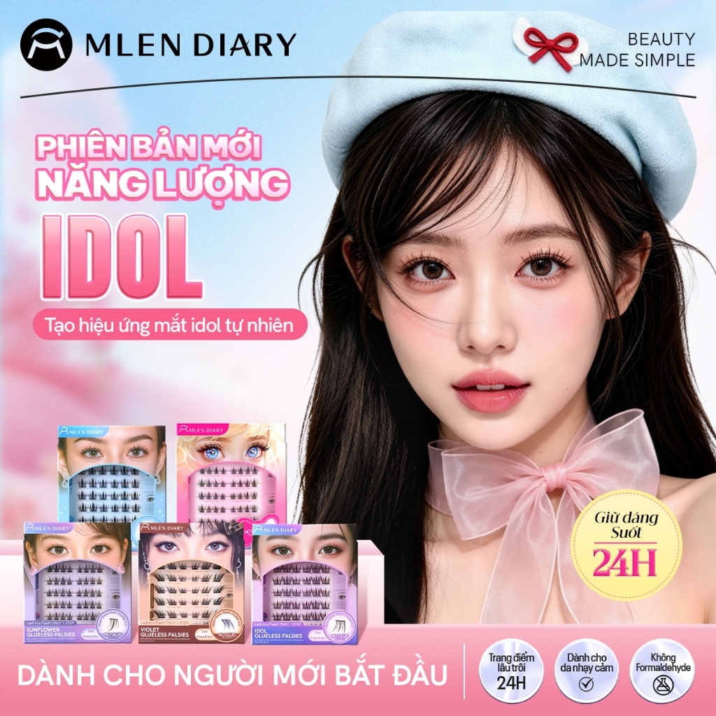 MLEN DIARY Mi Giả Sẵn Keo Tự Dính Dáng Mi Tự Nhiên Bst Các Loài Hoa Lông Mi Giả Mi Cụm Có Sẵn Keo Mềm Mại Tự Nhiên