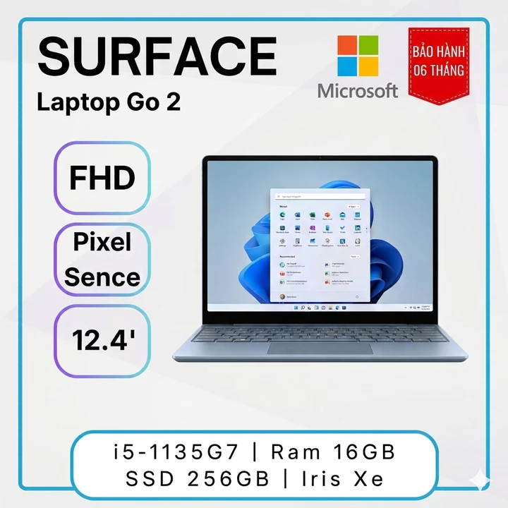 Microsoft Surface Laptop Go 2 12.4'' Intel Core i5-1135G7 , Đẹp Tuyển Chọn