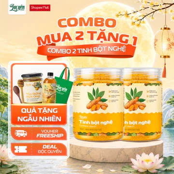 Combo 2 Hũ Tinh Bột Nghệ Đỏ Nguyên Chất Lạc Yên Foods - Bột Nghệ Sấy Lạnh Mix Mật Ong Dễ Uống