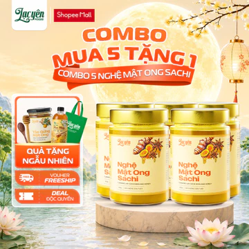 Combo 5 Hũ Nghệ Mật Ong Sachi 450GR Lạc Yên Foods Tinh Bột Nghệ Đỏ Hưng Yên Và Mật Ong