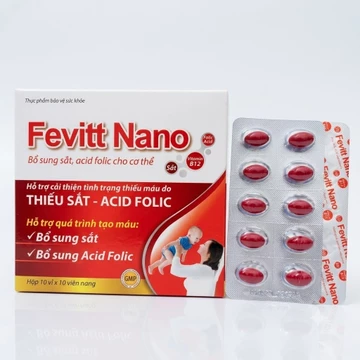 Viên Uống FEVITT NANO (Hộp 100 Viên) – Bổ Sung Sắt Hữu Cơ, Acid Folic & Khoáng Chất Giúp Bổ Máu, Ngừa Thiếu Máu