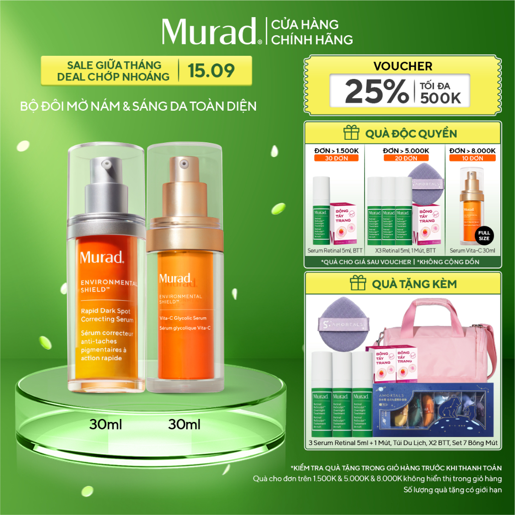 Bộ đôi cải thiện thâm nám Rapid Dark Spot Serum 30ml & làm sáng đều màu da Vita-C Glycolic Serum 30ml