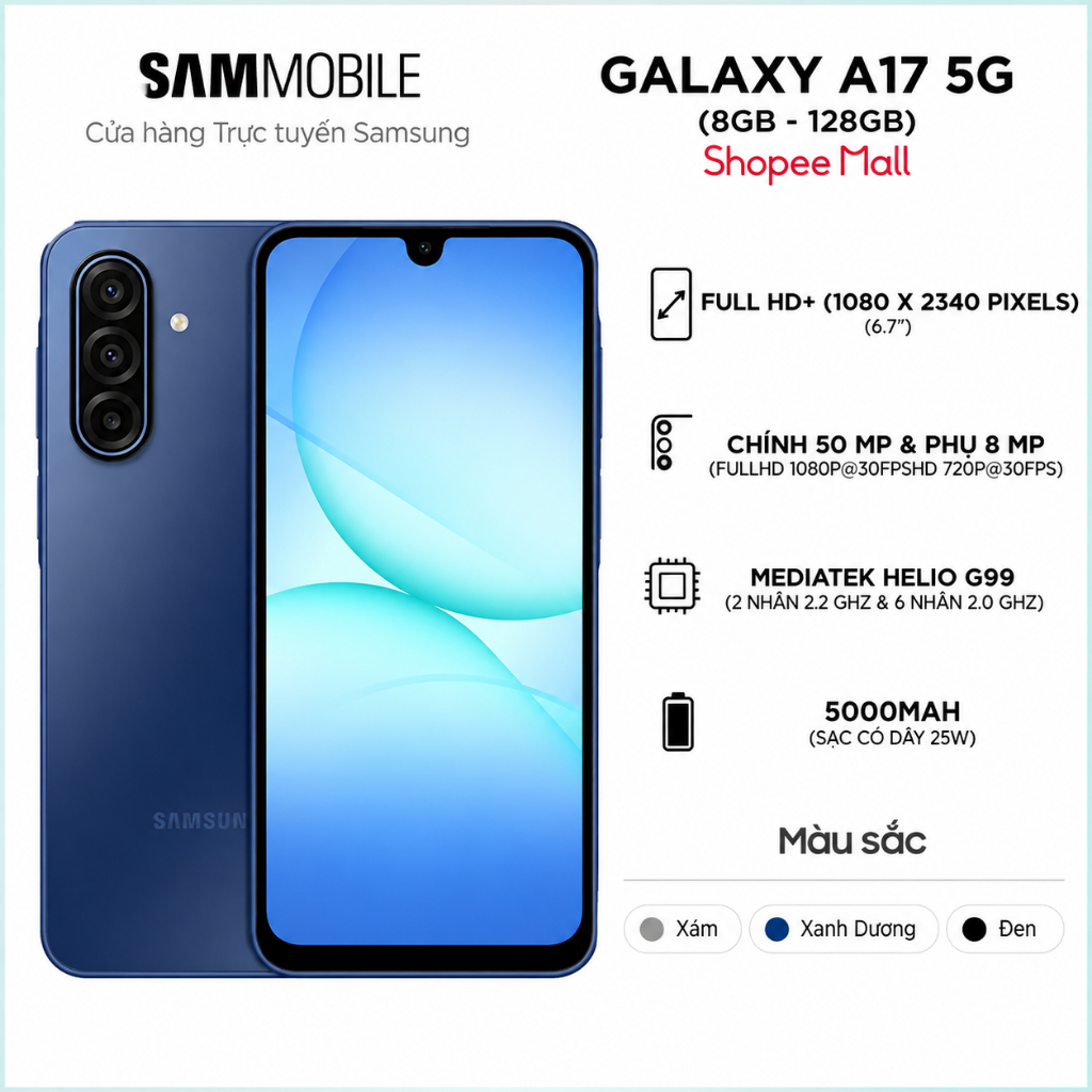 [Combo Gia Đình 2 Máy - Ramdom T9 ]A - Điện thoại Samsung Galaxy A17 5G ( 8GB/128GB )