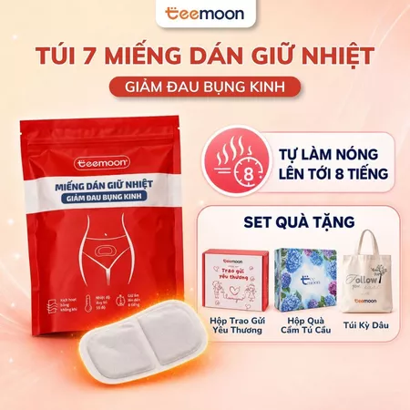 Miếng Dán Giữ Nhiệt 8 tiếng Giảm Đau Bụng Kinh Teemoon (7 miếng), Chiết xuất Gừng, Ngải Cứu, Ích Mẫu