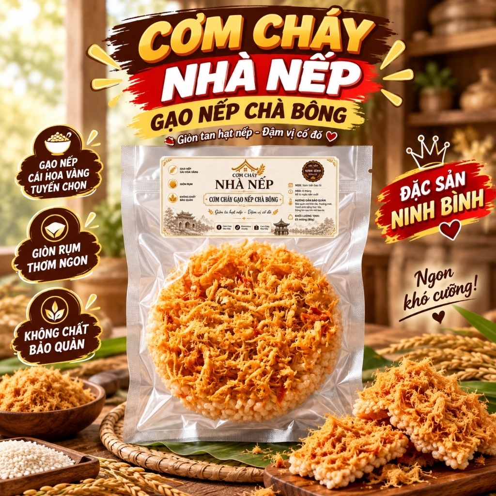 Cơm Cháy Chà Bông - Cơm Cháy Nếp Siêu Chà Bông - Cơm Cháy Nhà Nếp - Đồ Ăn Vặt
