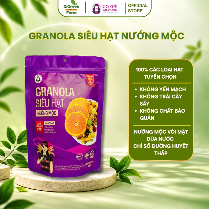 Granola bhnong Granola siêu hạt nướng mộc cao cấp bhnong ăn kiêng giảm cân cung cấp dinh dưỡng Granola hữu cơ