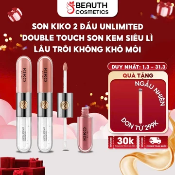 Son Kiko 2 đầu Unlimited Double Touch son kem siêu lì lâu trôi không khô môi 2x3ml
