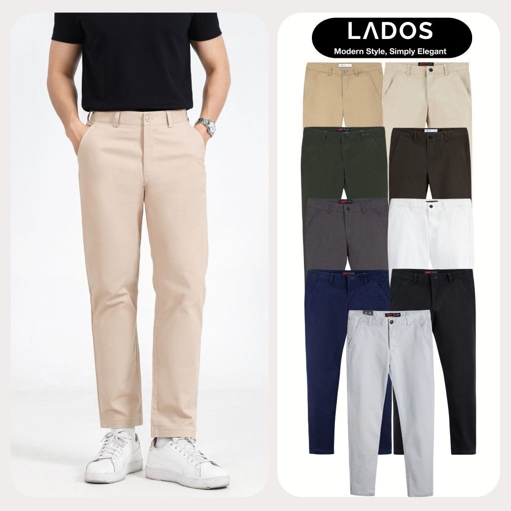 Quần kaki dài trơn cao cấp nam tính LADOS - 14069 dáng slimfit chất kaki dày dặn co giãn nhẹ, dáng Âu sang trọng