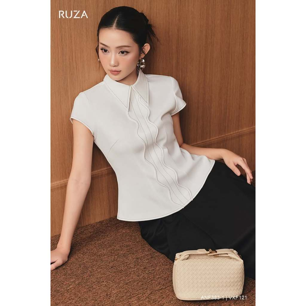 Áo sơ mi nữ tay ngắn RUZA thiết kế sang trọng thời trang công sở thanh lịch ANF383