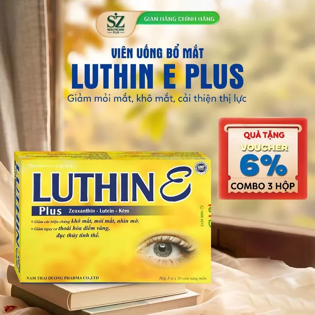 Viên uống bổ mắt Luthin E Plus Nam Thái Dương - Giảm mỏi mắt, khô mắt, cải thiện thị lực