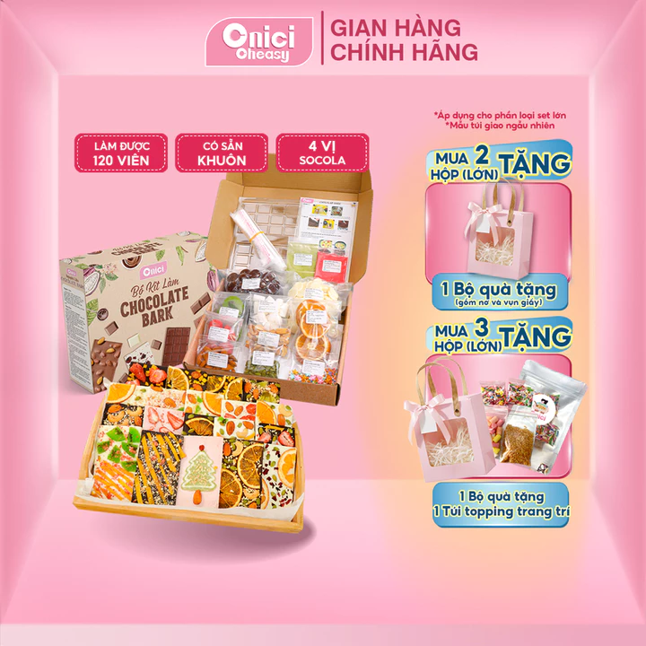Set nguyên liệu Chocolate Bark, socola thanh ONICI thành phẩm 120 VIÊN