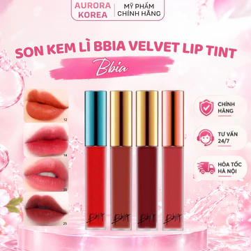 Son Kem Lì Siêu Mịn Bbia Velvet Lip Tint Bền Màu, Lâu Trôi - Aurora Korea