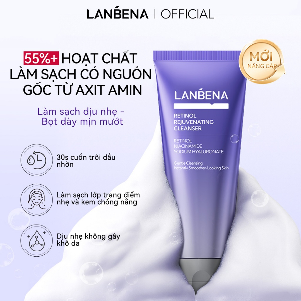 LANBENA Sữa rửa mặt (100ml) - giúp kiểm soát dầu, làm sạch sâu, dưỡng ẩm,Skincare
