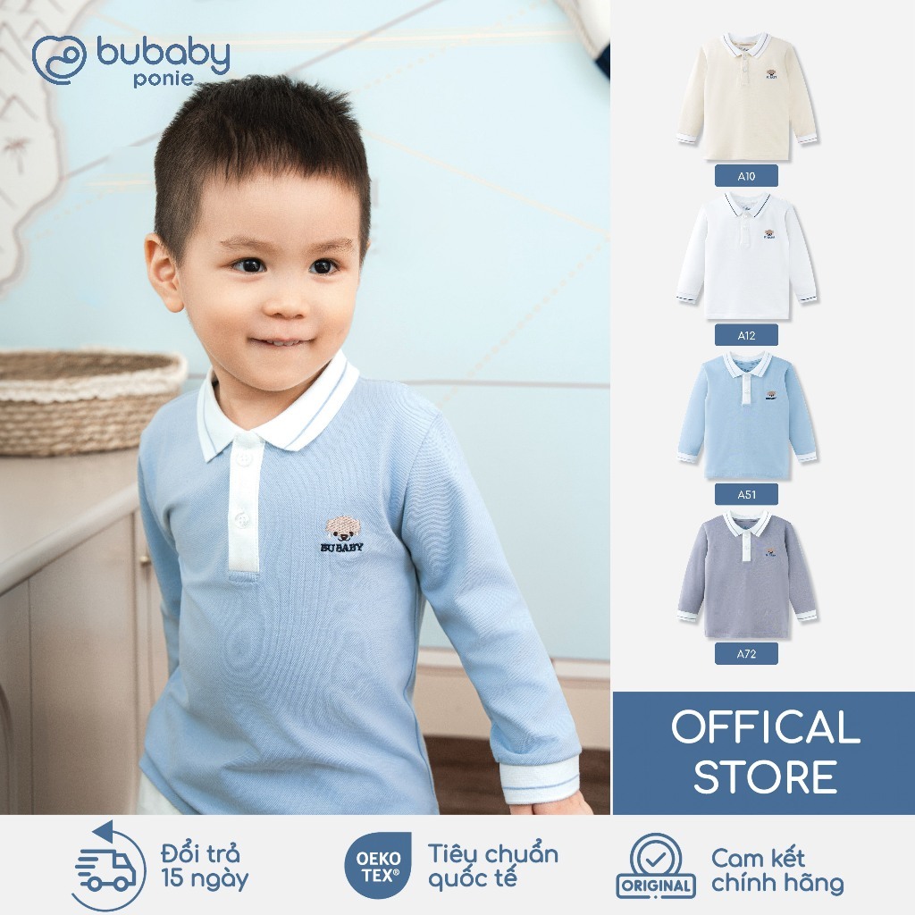 Áo Polo dài tay Bubu BU Baby Ponie, áo thu đông, áo dài tay trẻ em, áo bé trai bé gái | PPN310300