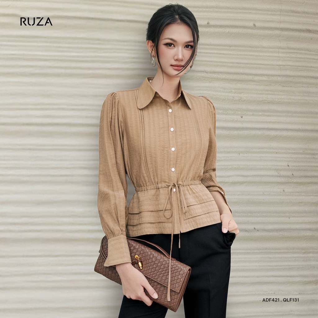 Áo sơ mi nữ tay dài RUZA kiểu dáng sang trọng thời trang công sở thanh lịch ADF421