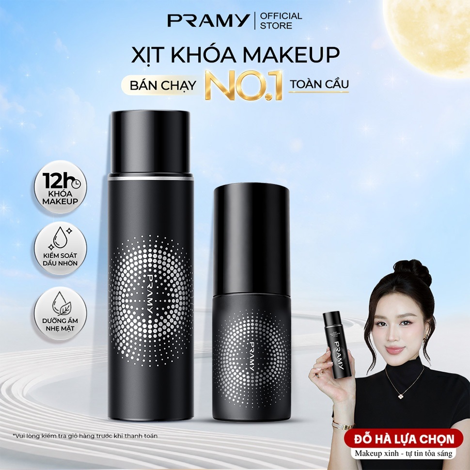 [COMBO] PRAMY Xịt Cố Định Lớp Nền Cấp Ẩm Kiềm Dầu Phù Hợp Mọi Loại Da