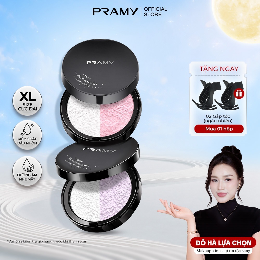 PRAMY Phấn Phủ Hiệu Chỉnh Sắc Da Mỏng Mịn PRAMY XL Dual-Color Loose Powder 28G