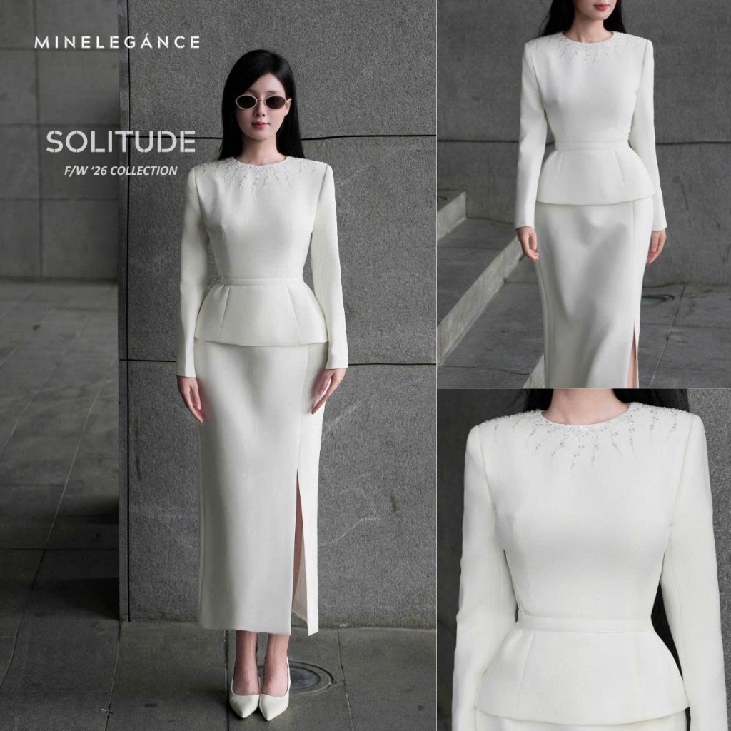 MINELEGÁNCE | SET ÁO VEST & CHÂN VÁY BÚT CHÌ XẺ TRƯỚC THANH LỊCH, SANG TRỌNG - MIN203