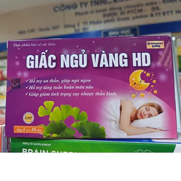 Viên uống GIẤC NGỦ VÀNG HD ( CAM-Hồng ) 30v hỗ trợ giấc ngủ, tăng tuần hoàn máu não