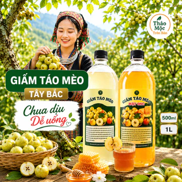 Giấm Táo Hữu Cơ, Giấm Táo Mèo, Nguyên Liệu Thiên Nhiên Tặng Kèm Nắp Đong