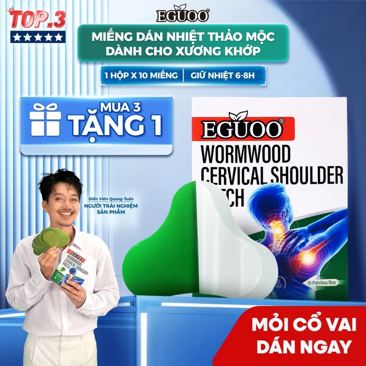 Miếng Dán Thảo Mộc EGUOO Giúp Hỗ Trợ Giảm Đau Cổ, Vai, Gáy Hỗ Trợ Giảm Căng Cơ - 1 Hộp 10 Miếng
