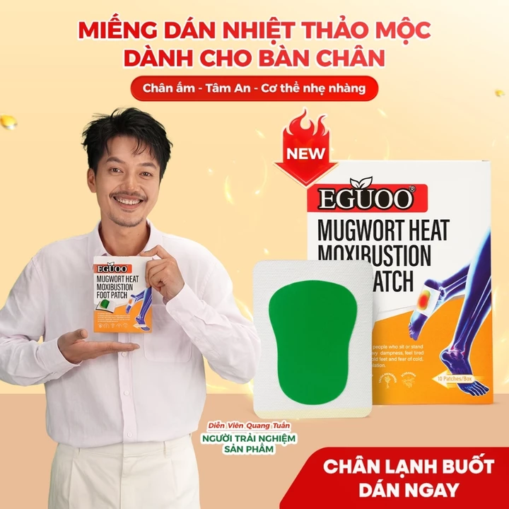 Miếng Dán Nhiệt Bàn Chân Từ Thảo Mộc EGUOO Giúp Giữ Ấm Chân, Hỗ Trợ Thư Giãn Cơ Thể - 1 Hộp 10 Miếng