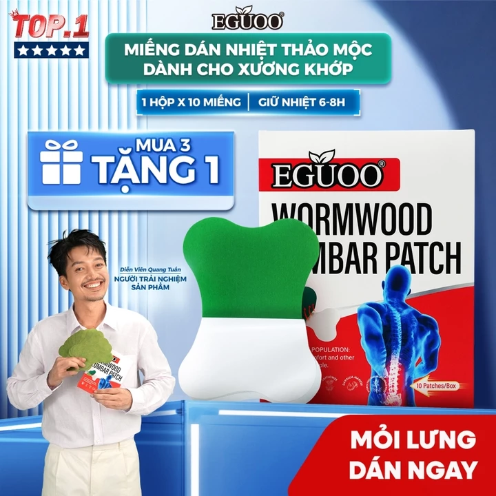 Miếng Dán Hỗ Trợ Giảm Đau Thắt Lưng, Tê Mỏi, Giúp Làm Dịu Cơn Đau Thảo Mộc EGUOO - 1Hộp 10 Miếng