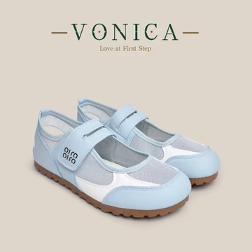 VONICA Giày Mary Jane Giày búp bê nữ đế bệt Giày thể thao nữ Giày lưới thoáng khí dây velcro