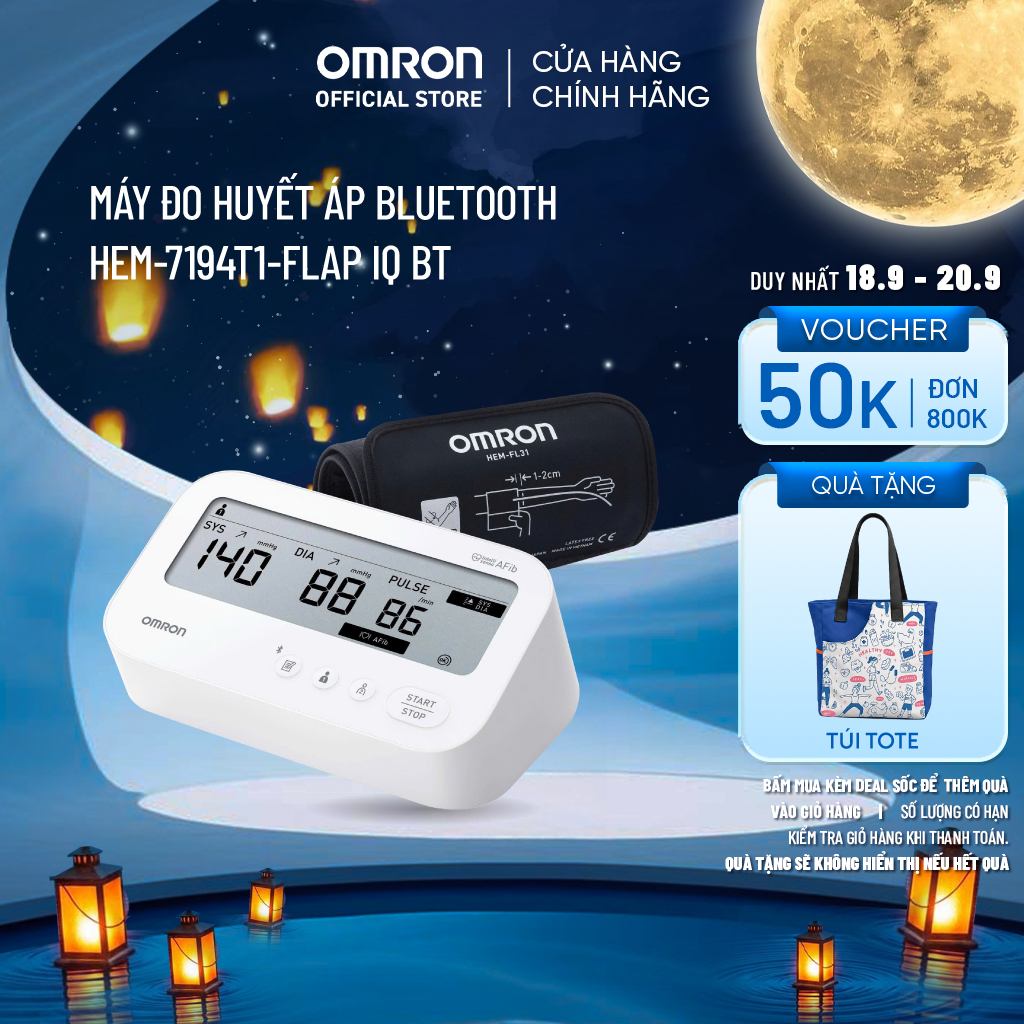 Máy Đo Huyết Áp Bluetooth Phát Hiện Rung Nhĩ OMRON IQ BT HEM-7194T1