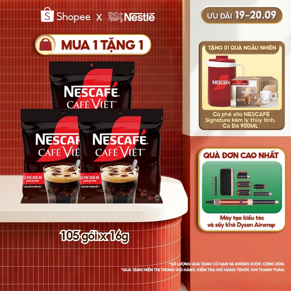 Combo 3 Bịch Cà phê Hòa tan NESCAFÉ CAFÉ VIỆT 35 gói Vị Mạnh đặc trưng