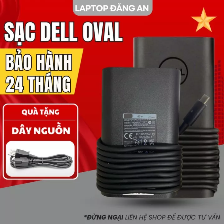 Sạc Laptop DELL Type C 65W 90W 130W - Sạc Dell Chân Type C Oval - Sạc Dell BH 24 Tháng