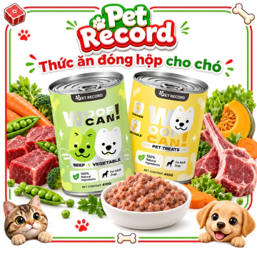 Pet Record Thức ăn đóng hộp cho chó vị thịt băm 400g - Thức ăn ướt đóng hộp cho chó, nước sốt thịt băm