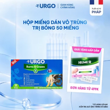 HỘP 50 MIẾNG BĂNG GẠC VÔ TRÙNG DÀNH CHO VẾT BỎNG VÀ VẾT THƯƠNG BỀ MẶT URGO BURNS & GRAZES