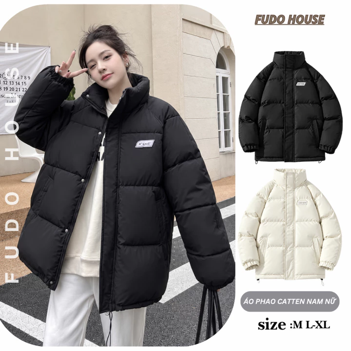 ÁO KHOÁC PHAO NAM NỮ ĐẠI HÀN - Logo CATTEEN hàng chuẩn loại 1 Có Dây Rút Mẫu MỚI 2024 G13