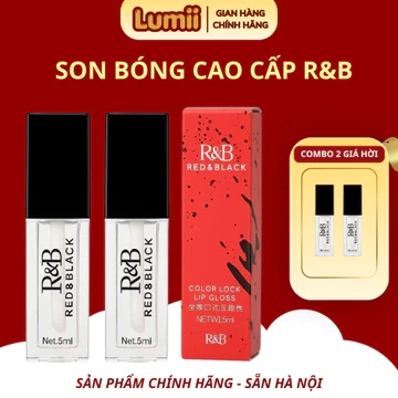 [RẺ VÔ ĐỊCH] Son Bóng Cao Cấp R&B Red & Black Khóa Màu Son, Dưỡng Ẩm, Hiệu Ứng Môi Căng Mọng, Trang Điểm Chuyên Nghiệp