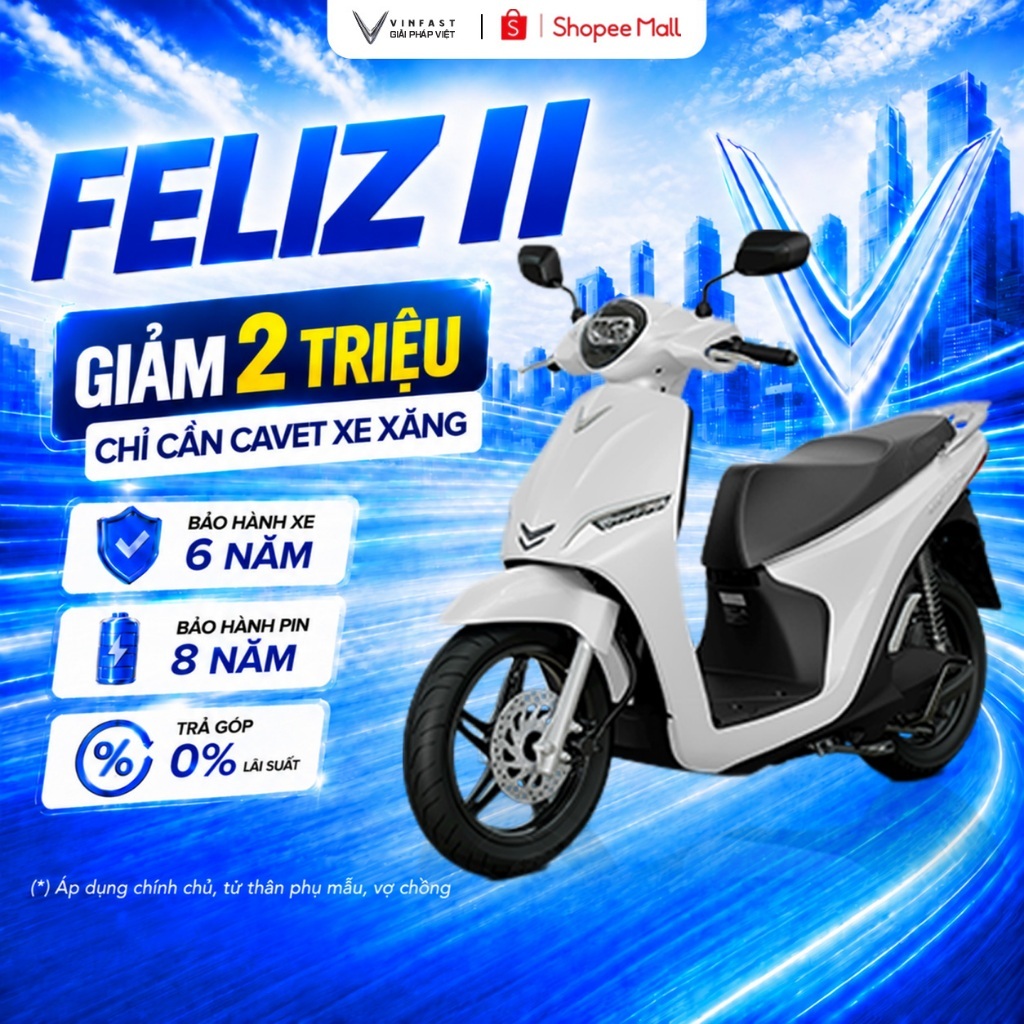 Xe Máy Điện VinFast Feliz II - Mua Pin