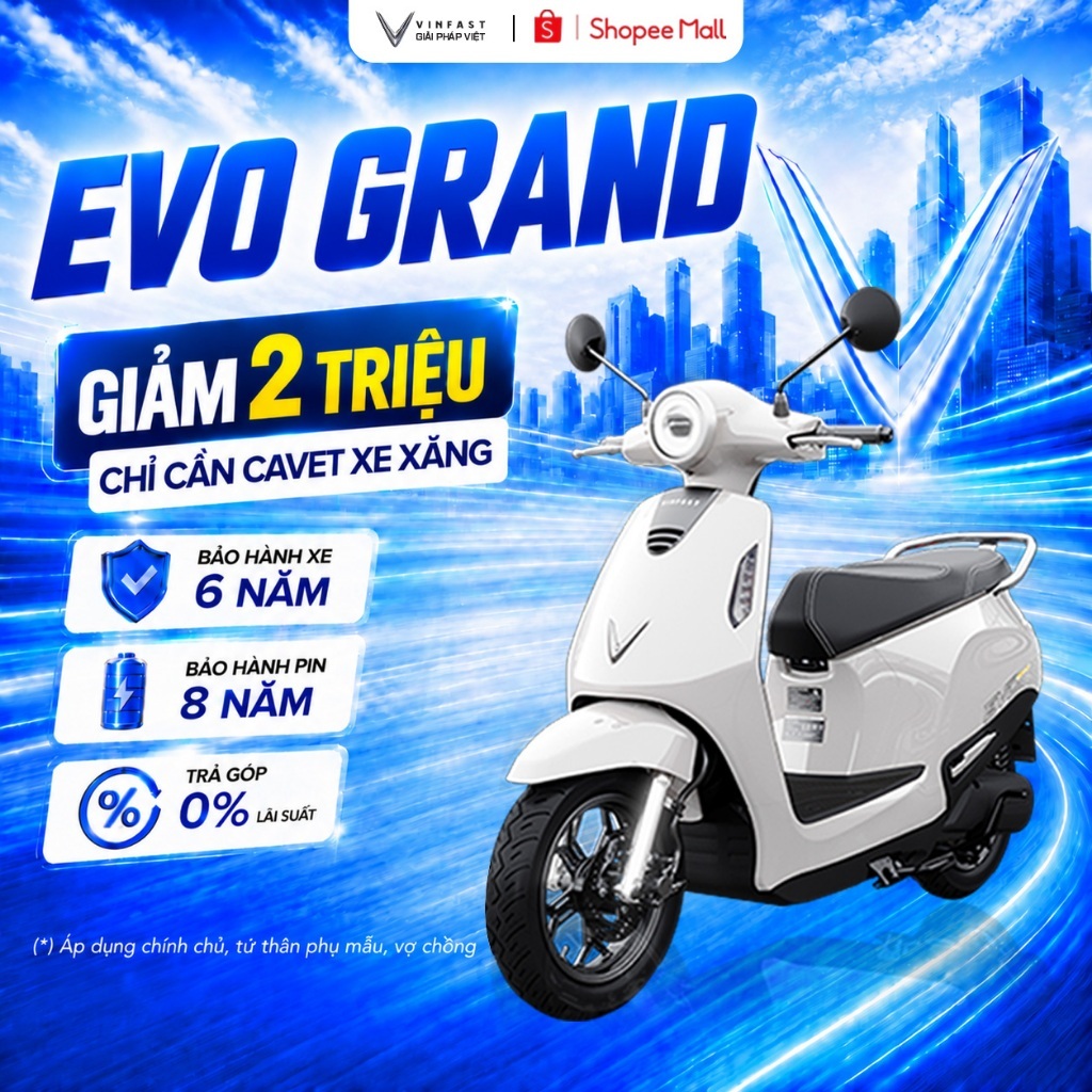 [NHẬN TẠI HCM] Xe Máy Điện VinFast Evo Grand - 262km/sạc | BigBuy360 - bigbuy360.vn