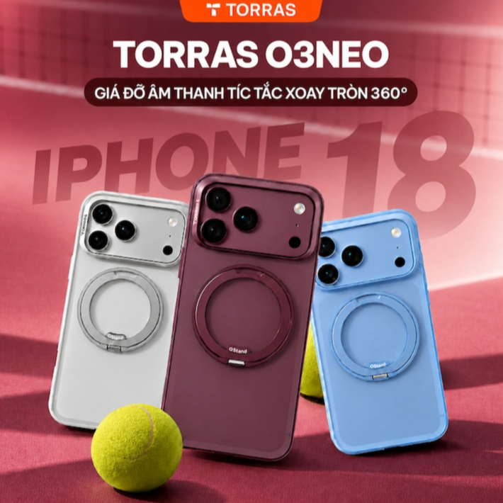 [Torras Neo] Ốp Lưng  Iphone TORRAS O3neo Có Giá Đỡ âm thanh ASMR ,Từ Tính 360° Xoay, Magnetic, Cho lP 17/16/15/Pro/Max