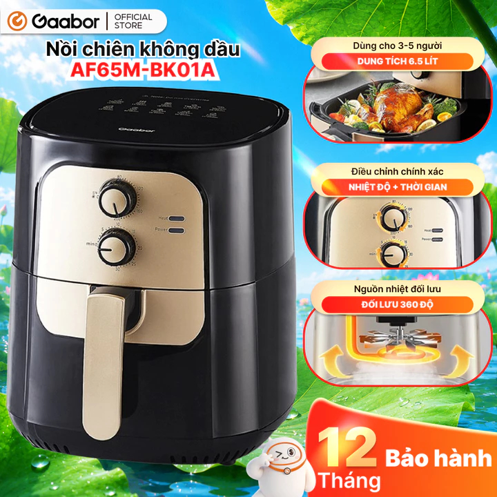 Nồi chiên không dầu GAABOR 6.5 lít AF65M-BK01A / AF65M-BK01S dung tích lớn, công suất mạnh 1400W nồi chiên đa năng