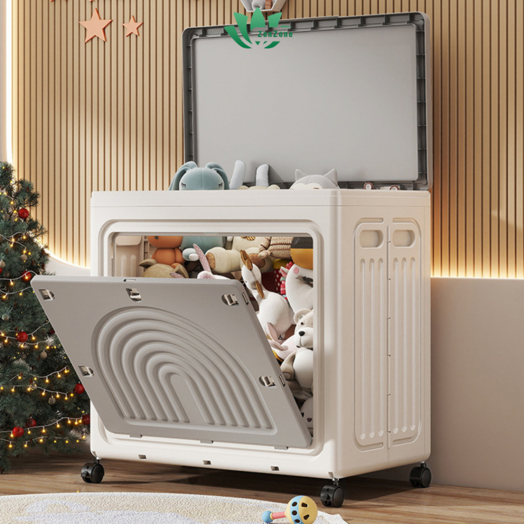 Hộp Đựng Quần Áo Gấp Gọn Cỡ Lớn Zenzone Có Bánh Xe, Thùng Nhựa Đựng Đồ Đa Năng, Đồ Chơi, Gấu Bông