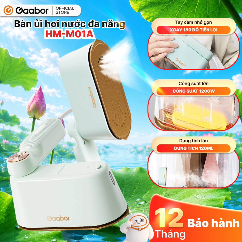 Bàn ủi hơi nước cầm tay Gaabor HM-M01A 2in1 thích hợp cho mọi loại vải bàn là cầm tay bàn ủi hơi nước dung tích lớn