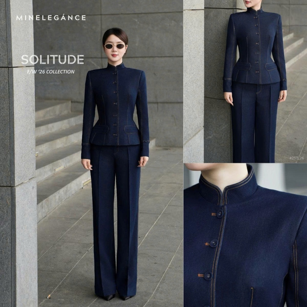MINELEGÁNCE | SET ÁO CỔ TÀU & QUẦN ỐNG ĐỨNG THANH LỊCH, SANG TRỌNG - MIN257