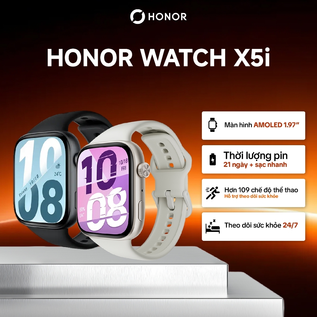 Đồng Hồ Thông Minh Honor Watch X5i | Màn Hình AMOLED 1.97" | Pin Lên Đến 21 Ngày | Bảo Hành 12 Tháng