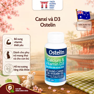 Ostelin Canxi và vitamin D3, canxi cho bà bầu, canxi bầu Ostelin 130 viên Úc