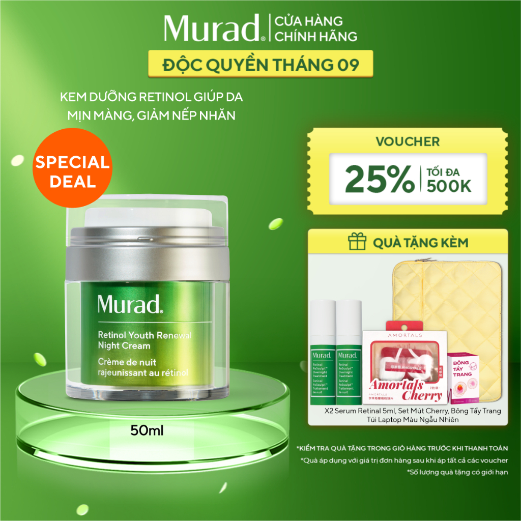Kem dưỡng ẩm Retinol giúp da mịn màng và làm mờ nếp nhăn Murad Retinol Youth Renewal Cream 50ml